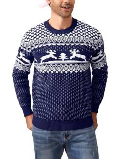 Clearlove Unisex Weihnachtspullover Damen Weihnachtspulli Herren Ugly Christmas Reindeer Winter Pullover Sweater für Pärchen Herren-Navy Blau L von Clearlove