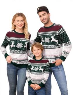 Weihnachtspullover Familie Set Pulli Pullover Weihnachten Herren Sweatshirt Pullis Sweater Damen Kinder Jumper Weihnachtspullis Christmas Winterpullover Jungen Mädchen, Mehrfarbig,150 von Clearlove