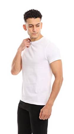 Herren-T-Shirt (schmale Passform) | T-Shirt mit hohem Baumwollanteil (3/6er-Pack) | ohne Etikett, ultraweich, atmungsaktiv (hergestellt in Ägypten), 6er-Pack, (Rundhalsausschnitt - Weiß), XX-Large von Cleocotton