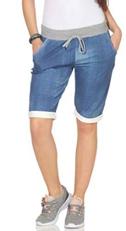 CLEOSTYLE Kurze Damen Bermuda, leichte luftige Hose für den Sommer, kurzer Jogger für Freizeit und Strand 9 (Dunkelblau/Uni) von Cleostyle Collection
