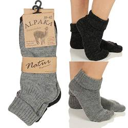 Cleostyle - Collection Alpaka Herren Damen Socken, extra warme Winterstrümpfe Natur 17 (35-38, Grau/Anthra Umschlag) von Cleostyle - Collection