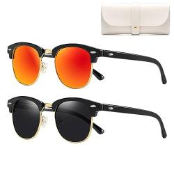 Cleoxyge 2 Stück Verspiegelt Polarisierte Sonnenbrille-Herren-Damen, UV400-Schutz Outdoor Für Angeln Fahren Reisebrille Mode Sonnenbrille von Cleoxyge