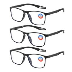 Cleoxyge Lesebrille 5 Stück Blaulichtfilter Brille Rechteck Anti Schwindlig/Augenbelastung/UV Für Damen und Herren Leicht Brillen (3*Schwarz, 1.0, Dioptrien) von Cleoxyge