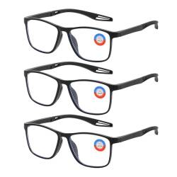 Cleoxyge Lesebrille 5 Stück Blaulichtfilter Brille Rechteck Anti Schwindlig/Augenbelastung/UV Für Damen und Herren Leicht Brillen (3*Schwarz, 1.75, Dioptrien) von Cleoxyge