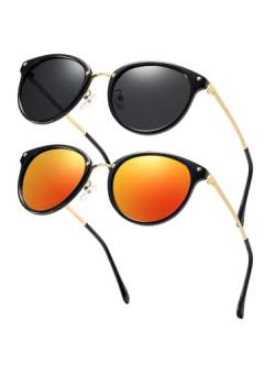 Cleoxyge Verspiegelt Polarisierte Sonnenbrille Herren Damen,Vintage Elegant Metallrahmen UV400-Schutz Outdoor Für Angeln Fahren Reisebrille Mode Sonnenbrille von Cleoxyge