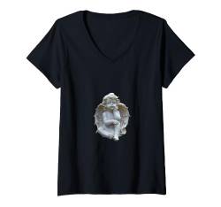 Damen Vintage Engel-Design charmante Baby Engel T-Shirt mit V-Ausschnitt von Clever Witty Angel Designs