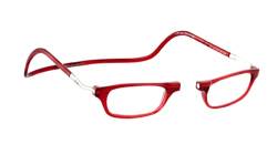 CliC Eyewear Herren-Lesebrille XL | Lesebrille mit Magnet | Lesebrille aus Polycarbonat | Flexible Presbyopie-Brille (1.0, Rot) von CliC Eyewear