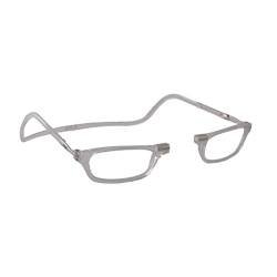 Lesebrille Damen und Herren Original CliC Classic | Magnetbrille mit ausziehbaren Stange | Lesehilfe reading glasses | Lesebrille Lesehilfe (Grau, 1.0) von CliC Eyewear