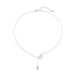 Alphabet B Anhänger Halskette für Frauen Anhänger Damen Halsketten Geburtstagsgeschenk für Mutter Frauen Frau Halskette Leder (Sliver, One Size) von Clicitina