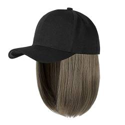 Baseballkappe mit Haarverlängerungen, gerade, kurze Bob-Frisur, verstellbar, abnehmbar, Perücke, Hut für Frau, Aschblond, Mix, Bleichblond Uwk262 von Clicitina