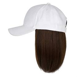 Baseballkappe mit Haarverlängerungen, gerade, kurze Bob-Frisur, verstellbar, abnehmbar, Perücke, Hut für Frau, Aschblond, Mix, Bleichblond Uwk262 von Clicitina