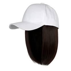 Baseballkappe mit Haarverlängerungen, gerade, kurze Bob-Frisur, verstellbar, abnehmbar, Perücke, Hut für Frau, Aschblond, Mix, Bleichblond Uwk262 von Clicitina