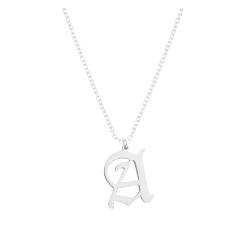 Clicitina 26 englische Buchstaben Anhänger Halskette für Frauen Silber Edelstahl Halsketten AZ 26 Alphabet Initial Halsketten für Teenager Mädchen Schmuck Halsketten Mit Gravur (A, One Size) von Clicitina