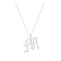 Clicitina 26 englische Buchstaben Anhänger Halskette für Frauen Silber Edelstahl Halsketten AZ 26 Alphabet Initial Halsketten für Teenager Mädchen Schmuck Halsketten Mit Gravur (M, One Size) von Clicitina