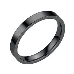 Clicitina 3MM Edelstahl Massive Ringe Ehering Ringe Für Frauen Ringe Für Männer Glatte Ringe Geometrie Ringe Größe 6 13 SY168 (Black-B, 11) von Clicitina