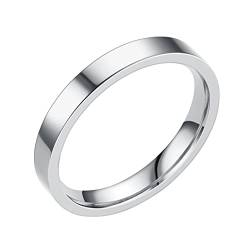 Clicitina 3MM Edelstahl Massive Ringe Ehering Ringe Für Frauen Ringe Für Männer Glatte Ringe Geometrie Ringe Größe 6 13 SY168 (Silver-B, 13) von Clicitina