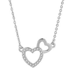 Clicitina Anhänger Herz Hohl Design Halskette Kette Einfache Schlüsselbein Liebe Halsketten & Anhänger Ketten Für Jungs (B, One Size) von Clicitina