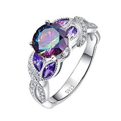 Clicitina Bunt ovales Zirkonia eleganter Streiner Ring Saphirschmuck Ringe Frauen Mode VollDiamant Zirkon-Ringe für Frauen Größe 6 Sommer Ringe (a-Multicolor, 7) von Clicitina