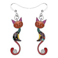 Clicitina Cute Katzenohrringe für Frauen Ohrringe Edelstahl Stecker (2-Multicolor, One Size) von Clicitina