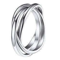 Clicitina Dekompression DREI Ringe Rotierender Ring Edelstahl Silber Ringe Ehering Ringe Für Frauen Ringe Für Männer Rotierende Ringe Geometrie Ringe Größe 6 12 SY166 (Silver-2, 6) von Clicitina