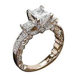 Clicitina Diamantring Beliebte Exquisiter Ring Einfache Modeschmuck Beliebte Accessoires Ringe Beste Freundin (E-Gold, 10) von Clicitina