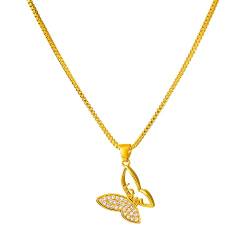 Clicitina Durchbrochene -Schmetterlings-Halskette für Mädchen, Frauen, Freunde, Distanz, Geburtstagsgeschenke Schwarze Halskette (Gold, One Size) von Clicitina