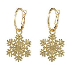 Clicitina Elegante Blumen-Schnee-Ohrringe Vertraglich Weihnachtsschneeflocke-Ohrringe für Weihnachtsohrringe weiblich Ohrringe Sommer (B-Gold, One Size) von Clicitina