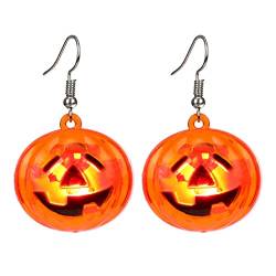 Clicitina Halloween Craniums Ohrringe Frauen leuchtende LED Kürbis Ohrringe Leuchten Ohrringe leuchten im Dunkeln Halloween Tropfen Ohrringe JS199 (1-A, One Size) von Clicitina