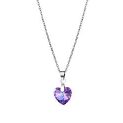 Clicitina Herz des Meeres Halskette Herzförmige Schlüsselbein-Halskette aus Kristall, verziert mit einem Herz-Pullover-Kettenschmuck für Frauen Edelstahl Kreuz Ketten Für Herren (Purple, One Size) von Clicitina