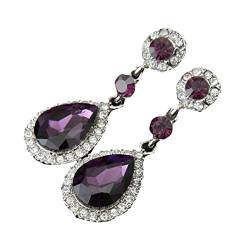 Clicitina Hochzeitsschmuck für Frauen Stil Hochzeit Strass Ohrringe Ohrringe Ohrringe Mit Quasten Schwarz (B-Purple, One Size) von Clicitina