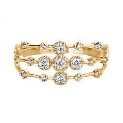 Clicitina Mode Frauen Diamant Open Work Ring Zirkon Verlobung Ehering Ringe Herren Set 22,3 (Gold #2, 5) von Clicitina