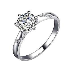 Clicitina Mode Frauen Diamant Ring Zirkon Verlobung Ehering Kleine Ringe Für Finger (B-Silver, 9) von Clicitina