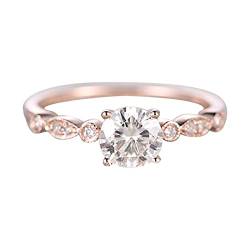 Clicitina Roségold-Ring-Diamant-Verlobungs-Frauen Prinzessin Zircon Personalisierte Ringe Ringelblumentee (Rose Gold, 5) von Clicitina