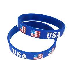 Clicitina Silikon-Armband mit amerikanischer Flagge, USA-Veteranentag, Gedenktag, patriotisches Party-Armband, Partyzubehör, Schulgeschenke, Partyzubehör für den 4. Juli VDh596 von Clicitina