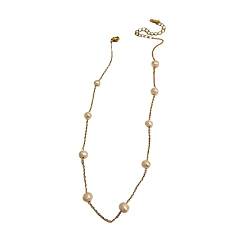Clicitina Strang Weiße Süßwasser-Zuchtperlen-Halskette für Frauen Good Luste Anniversary Wife Halskette Mehrreihig (Pink, One Size) von Clicitina