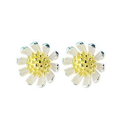 Clicitina Sun Earring Blume kleines Design Gänseblümchen Gelbe Gestüt Ohrringe Blume TG527 (Silver-2, One Size) von Clicitina