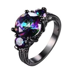 Clicitina Verlobungs-Rundschliff-Zirkon-Frauen-Hochzeits-Ring-Schmuck-Ringe für Frauen-voller -Damen-Ring Der Ringe T Shirt (1-Black, 9) von Clicitina