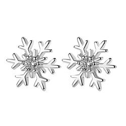 Clicitina Weihnachten Schneeflocke Strass Ohrringe Dünne Baumeln Schneeflocke Elegante Strass Ohrringe Hochzeit Frauen Zubehör Schmuck Schneeflocke Ohrringe Für Frauen CM267 (2-Silver, One Size) von Clicitina