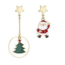 Clicitina Weihnachtsmann-Dekoration Weihnachtsglocke fünfeckiger Ohrring Weihnachtsbaum asymmetrische Ohrringe Frauen für Frauen Leuchtende Ohrringe (c-B, One Size) von Clicitina
