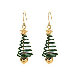 Clicitina Weihnachtsschmuck Herbst und Winter Grüne Spirale Weihnachtsbaum Mode Persönlichkeit Ohrring Geschenk GK599 (A-Gold, One Size) von Clicitina