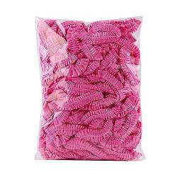 Einweg-Duschhauben, 100 Stück, Duschhauben, breite Dicke, transparent, elastisches Haar, Duschhaube, geeignet für Frauen, Reisen, Heimgebrauch (100 farbiger) VjF193 (Pink, D) von Clicitina