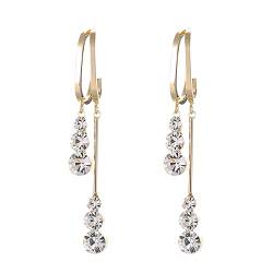 Minimalistische Strass-Quasten-Ohrringe für Teenager-Mädchen Minimalistische Piercing-Ohrstecker Trendige Ohrringe Ohrringe Mit Clip (Gold, One Size) von Clicitina