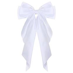 Niedliche große Schleife, modisches Damen-Haarnadel-Clip-Band, Vintage-Haar-Haarspange, Satin-Schleife, Schleife, Stirnband VjF198 (White, One Size) von Clicitina