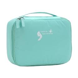 Reise-Make-up-Aufbewahrungstasche, multifunktionaler Kosmetik-Organizer, Make-up-Pinsel-Zug-Etui für Frauen und Mädchen VjF117 (Mint Green, One Size) von Clicitina