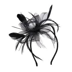 Retro Feder Haarreifen Damen Mädchen Patry Dekoration Kleid Party Haarreifen Geschenke für Sie GsQ88 (Black, One Size) von Clicitina
