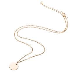 Runde Gold Oin Anhänger Halskette Frauen Einfache Vergoldete Mini Vollmond Minimalistische Geometrische Scheibe Halskette Zarte Halskette Schmuck Mode Geschenke Kreuz Ketten Kinder (Gold, One Size) von Clicitina