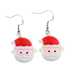 YtE208 Ohrringe mit roter Weihnachtsmütze, Baum, Hirsch, Socken, geometrisch, bunt, Weihnachtsschmuck, Geschenk für Damen und Mädchen, Einheitsgröße, Kunststoff von Clicitina