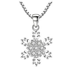 Zirkon Femininer Anhänger Schneeflocke Persönlichkeit Intarsien Schneeflocke versilbert Frauen (ohne modische Anhängerkette) Halskette Halsketten & Anhänger XX257 (C-Silver, One Size) von Clicitina