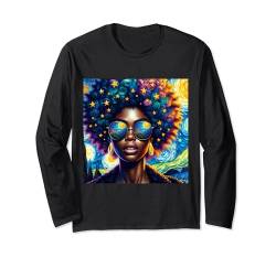 Afro Melanin Black Queen Sternennacht Afrofuturismus Malerei Langarmshirt von Click Our Brand to See More of Juneteenth Shirts !