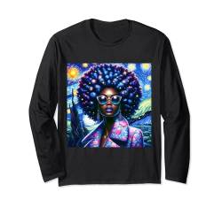 Afro Woman Black Queen Starry Night Black History Juneteenth Langarmshirt von Click Our Brand to See More of Juneteenth Shirts !
